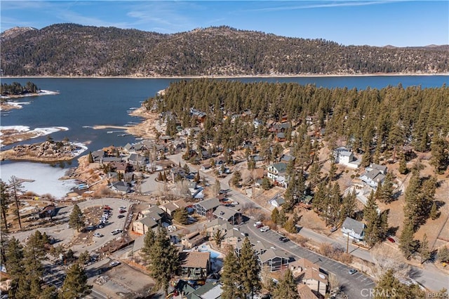 760 Blue Jay Rd Unit 10, Big Bear Lake, CA 92315 - water view with a mountainous background, a forest, and nearby suburban area