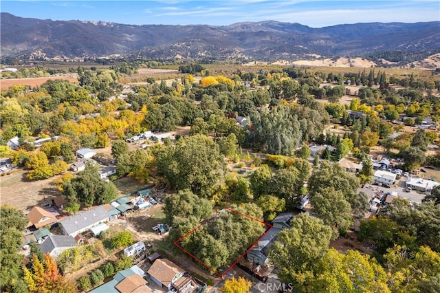 bird's eye view with a mountain view