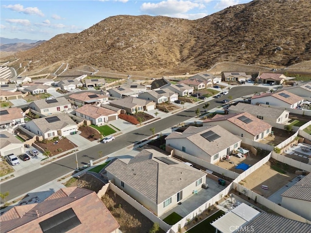 birds eye view of property featuring a residential view and a mountain view