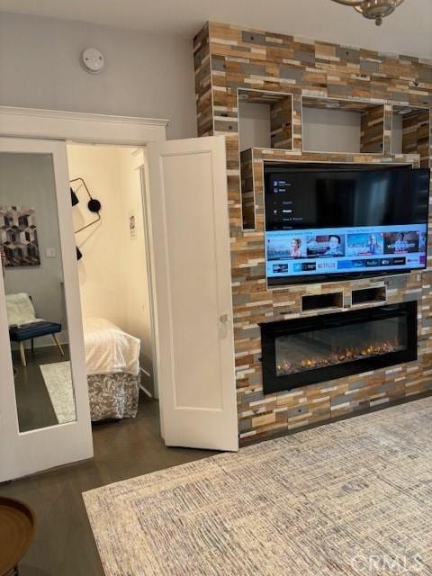 living room with a fireplace