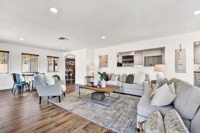 living room featuring wood-type flooring