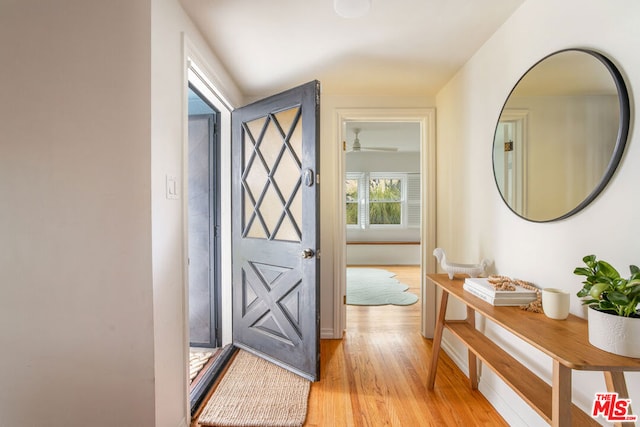 entryway with light hardwood / wood-style floors