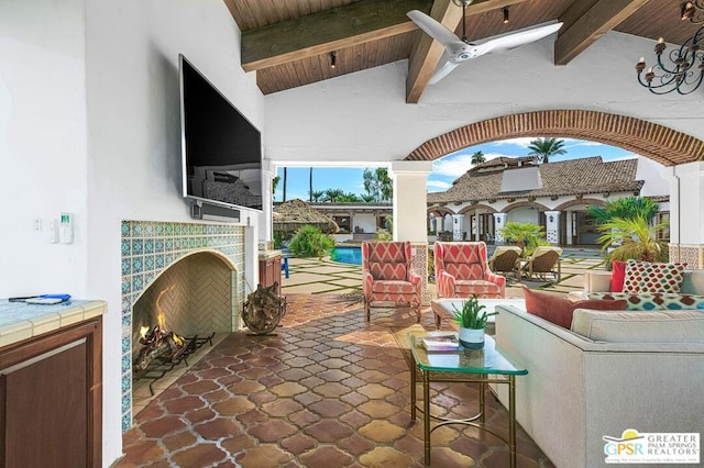 view of patio with a swimming pool