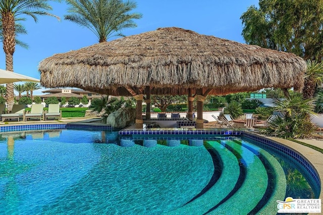 view of pool featuring a gazebo