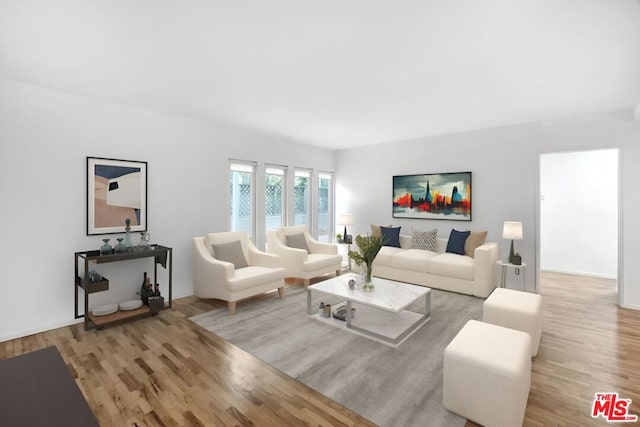 living room with light wood-type flooring