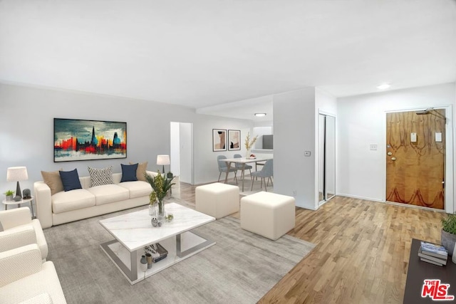 living room with light wood-type flooring