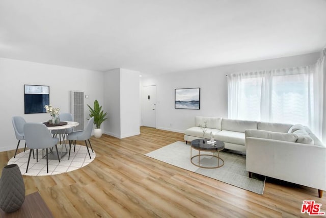 living room featuring light hardwood / wood-style floors