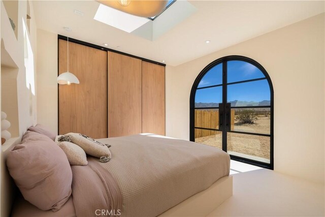 bedroom featuring a closet and multiple windows