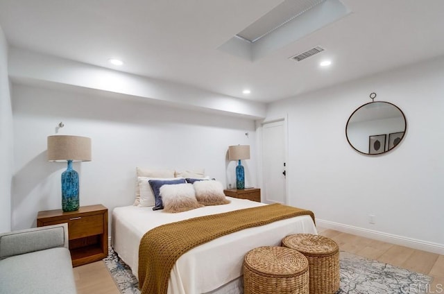 51 Catspaw, Coronado, CA 92118 - bedroom featuring baseboards, visible vents, recessed lighting, and light wood finished floors