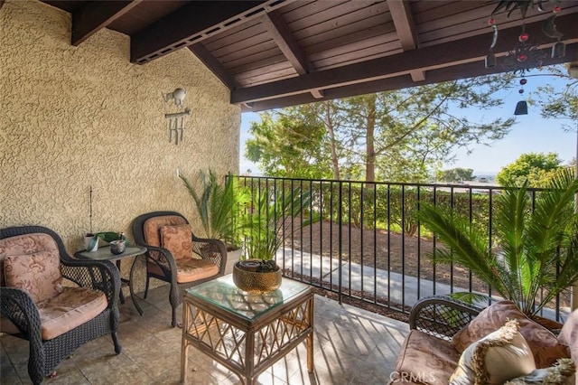 balcony with a patio area