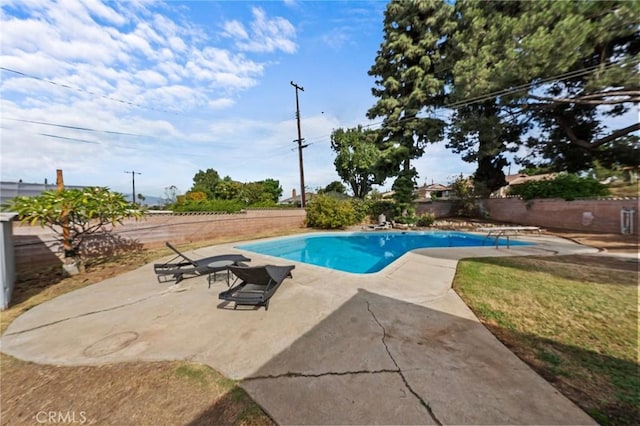 view of swimming pool with a patio area