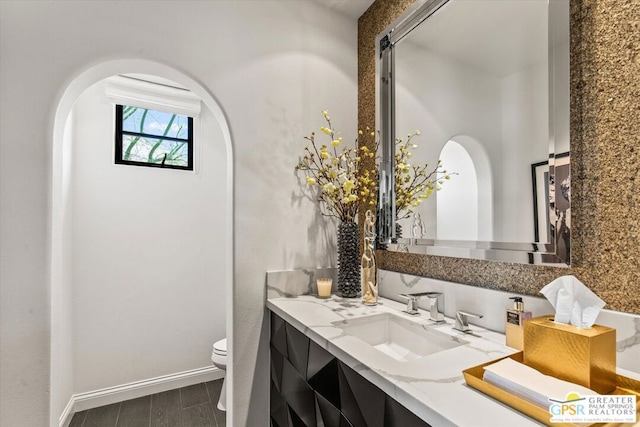 bathroom with toilet and vanity