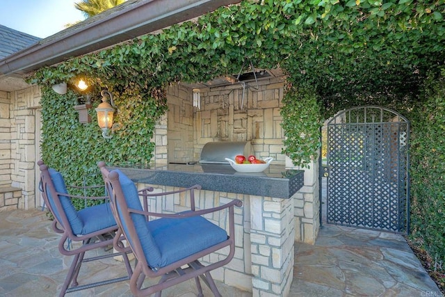 view of patio / terrace with area for grilling and an outdoor bar