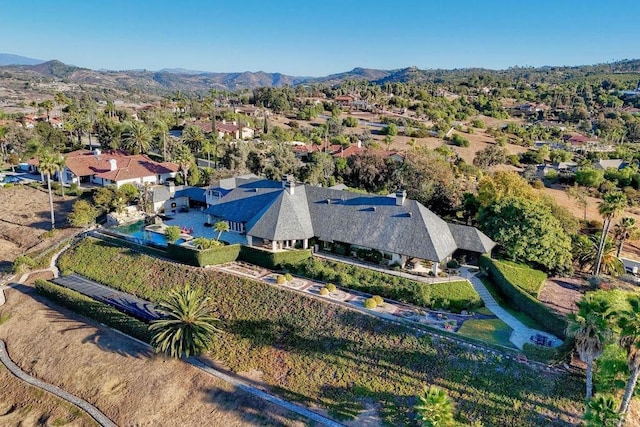 aerial view with a mountain view