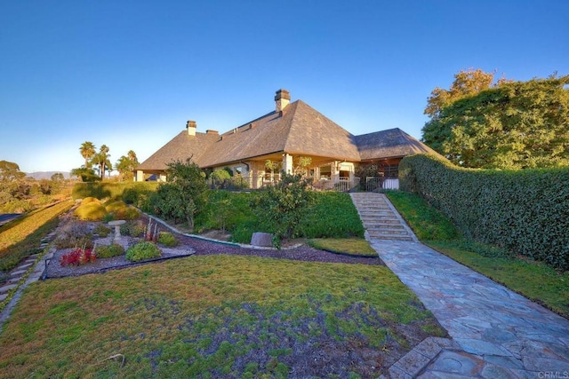31350 Lake Vista Cir, Bonsall, CA 92003 - back of house featuring a yard and a chimney