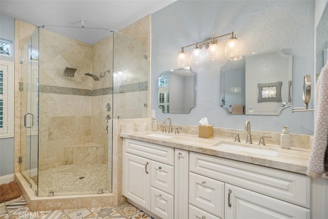 45600 La Cruz Dr, Temecula, CA 92590 - full bathroom with double vanity and a stall shower