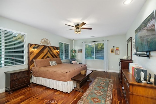 45600 La Cruz Dr, Temecula, CA 92590 - bedroom featuring dark wood-type flooring, ceiling fan, and recessed lighting