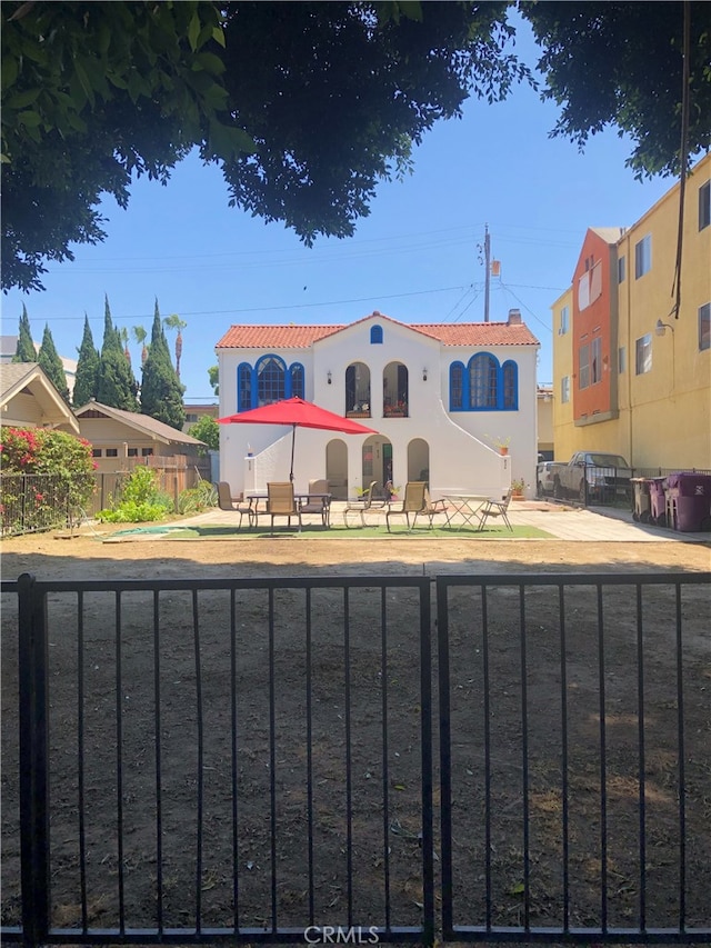 view of front of home with a patio area