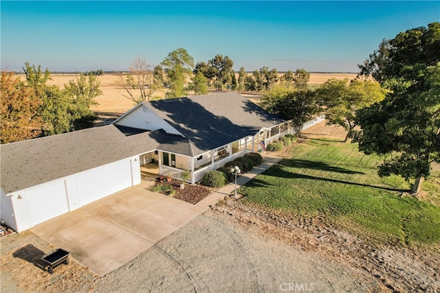 aerial view with a rural view