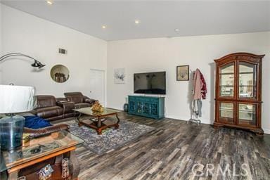 living room with wood-type flooring