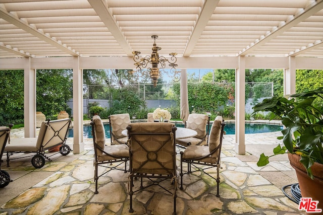 view of patio featuring a pergola