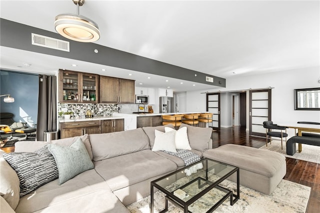 living room featuring light wood-type flooring