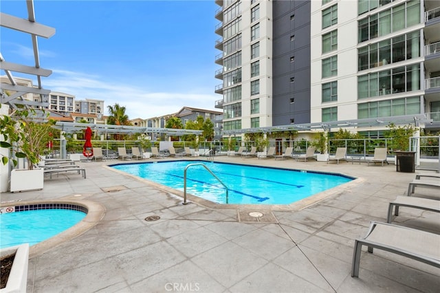 view of pool featuring a patio