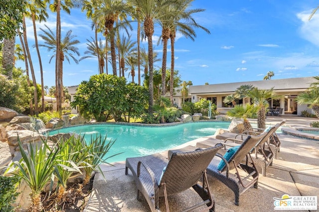 view of pool with a patio area and a jacuzzi