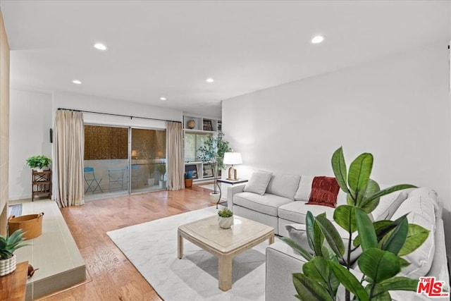 living room with light wood-type flooring