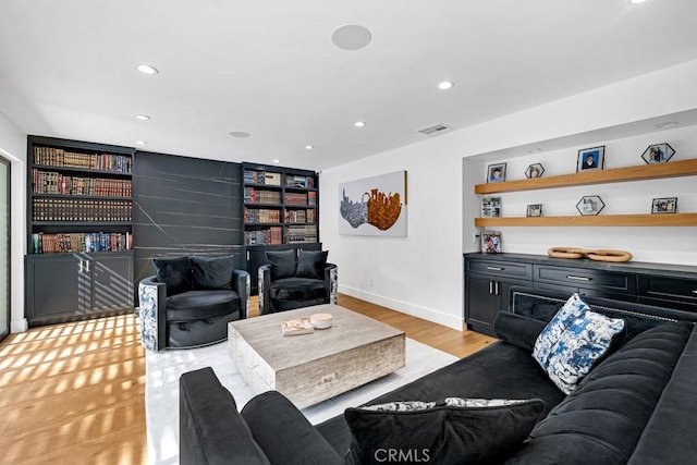 living room featuring light hardwood / wood-style flooring