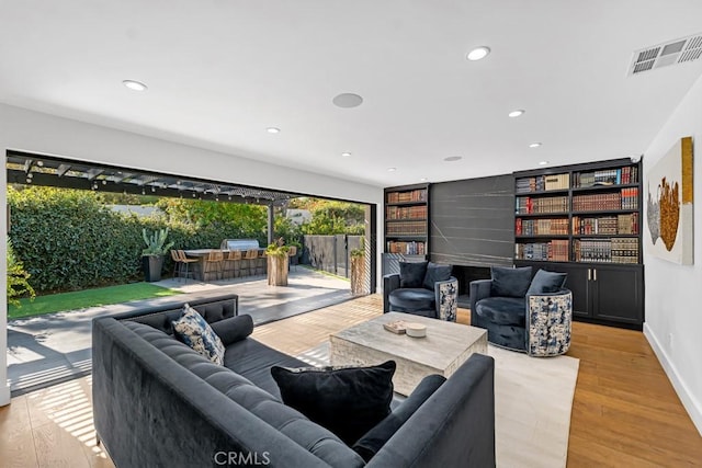 living room featuring light wood-type flooring