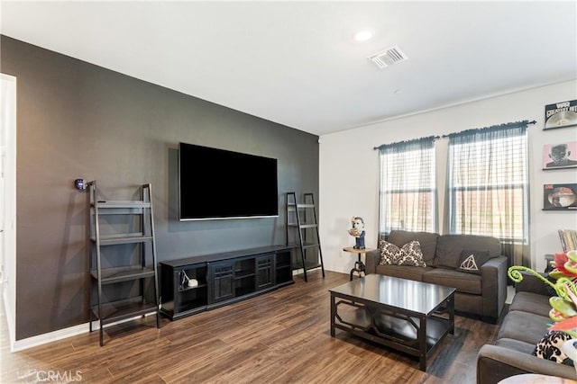 living room with wood-type flooring