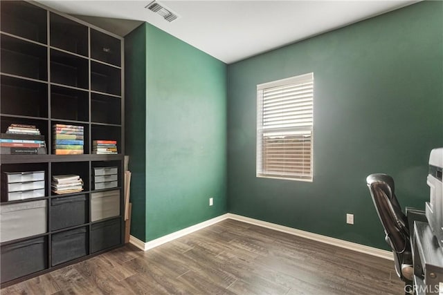 office space featuring hardwood / wood-style floors