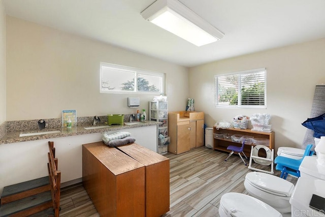 interior space with light hardwood / wood-style floors