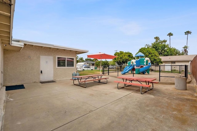 view of patio / terrace with a playground