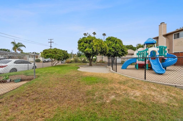 view of playground featuring a yard