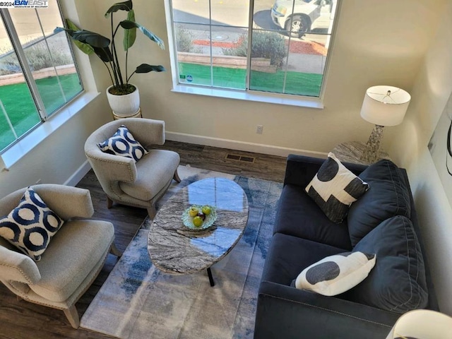 living room with hardwood / wood-style flooring