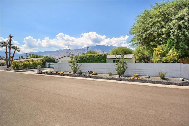 exterior space featuring a mountain view