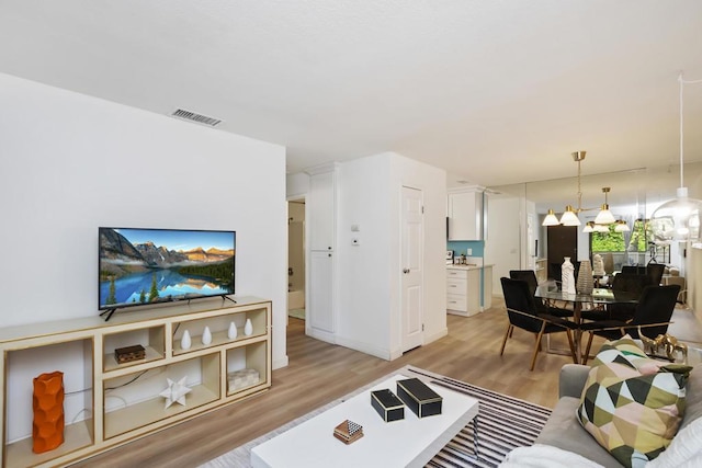 living room with light wood-type flooring