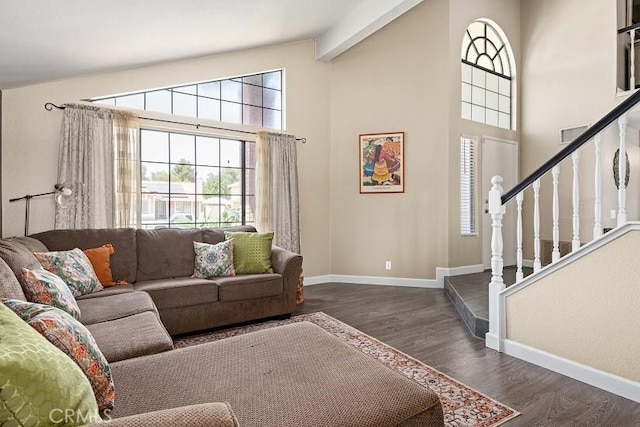 living room featuring dark hardwood / wood-style floors