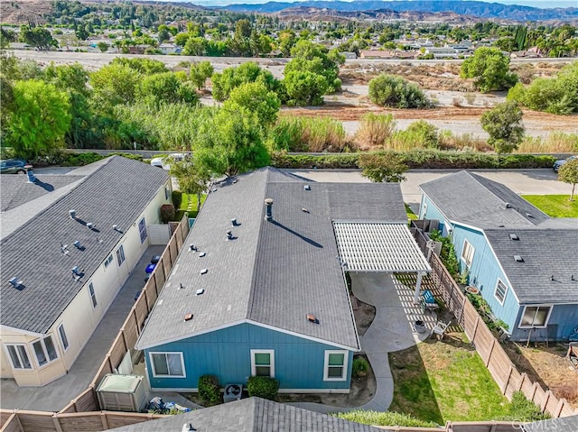 bird's eye view with a mountain view