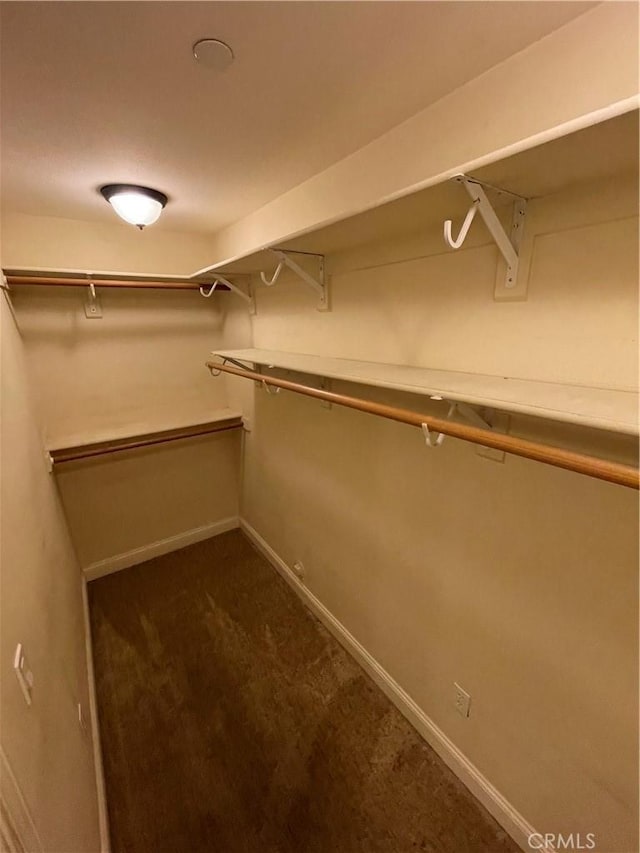 spacious closet with dark carpet