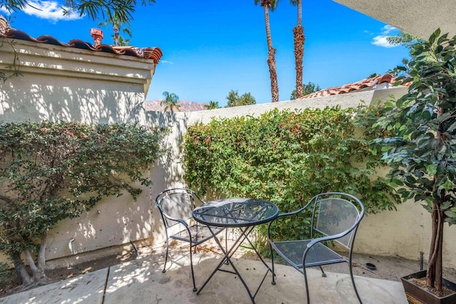 balcony featuring a patio area