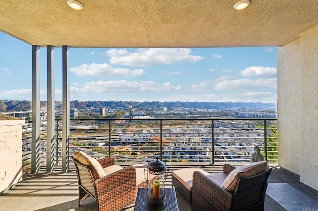 balcony with a mountain view