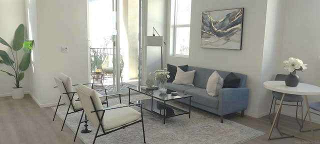 living room featuring light hardwood / wood-style floors