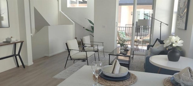 living room with light wood-type flooring