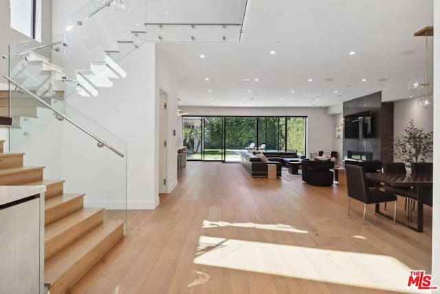 interior space featuring a fireplace and hardwood / wood-style floors