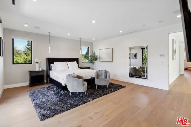 bedroom with light hardwood / wood-style floors