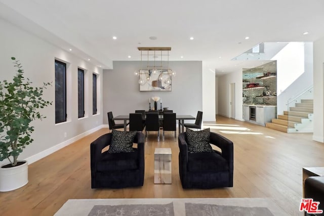 living room featuring light hardwood / wood-style flooring