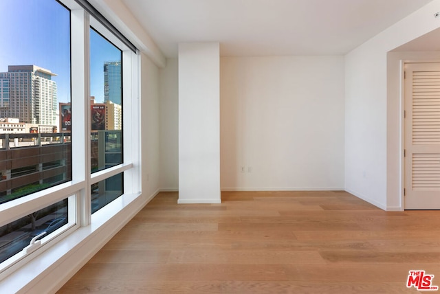 unfurnished room featuring light hardwood / wood-style flooring